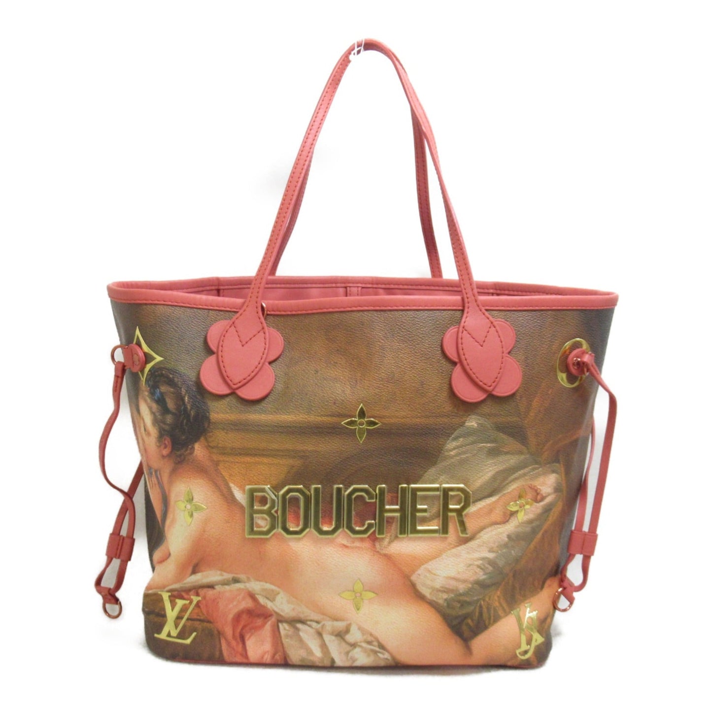 LOUIS VUITTON Boucher Neverfull MM Tote Bag Pink Masters collection PVC coated canvas