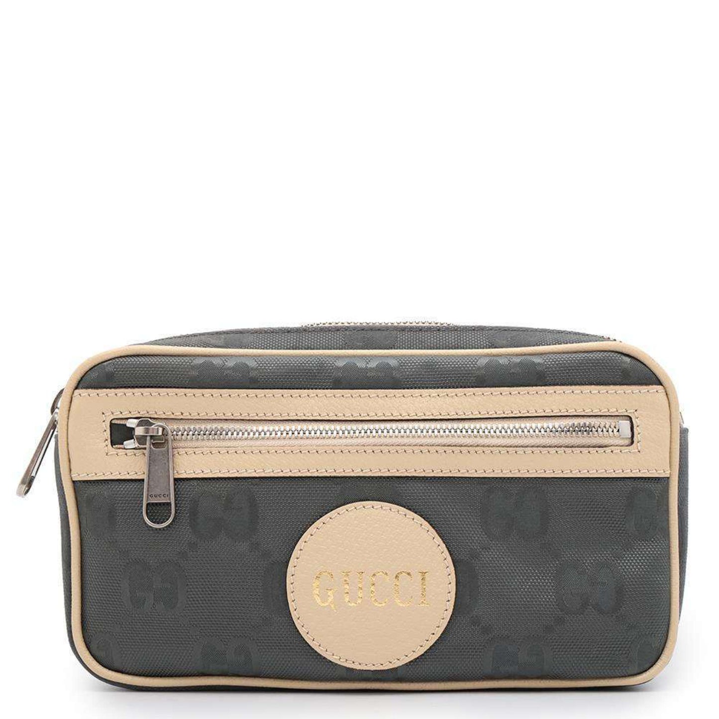 Gucci Gray Ivory Nylon Leather Sling Bag ()