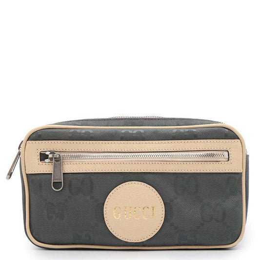 Gucci Gray Ivory Nylon Leather Sling Bag ()