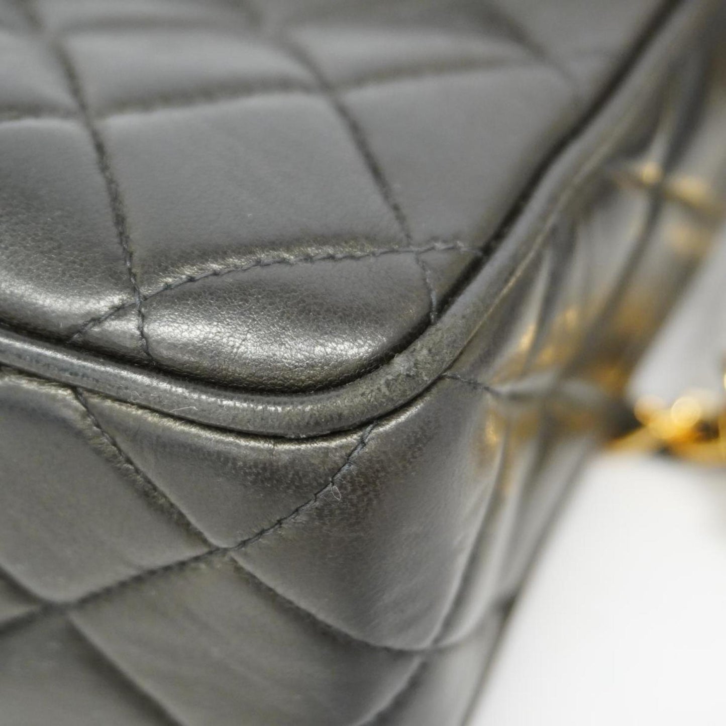 Chanel Shoulder Bag with Matelasse Chain Lambskin Black Women's