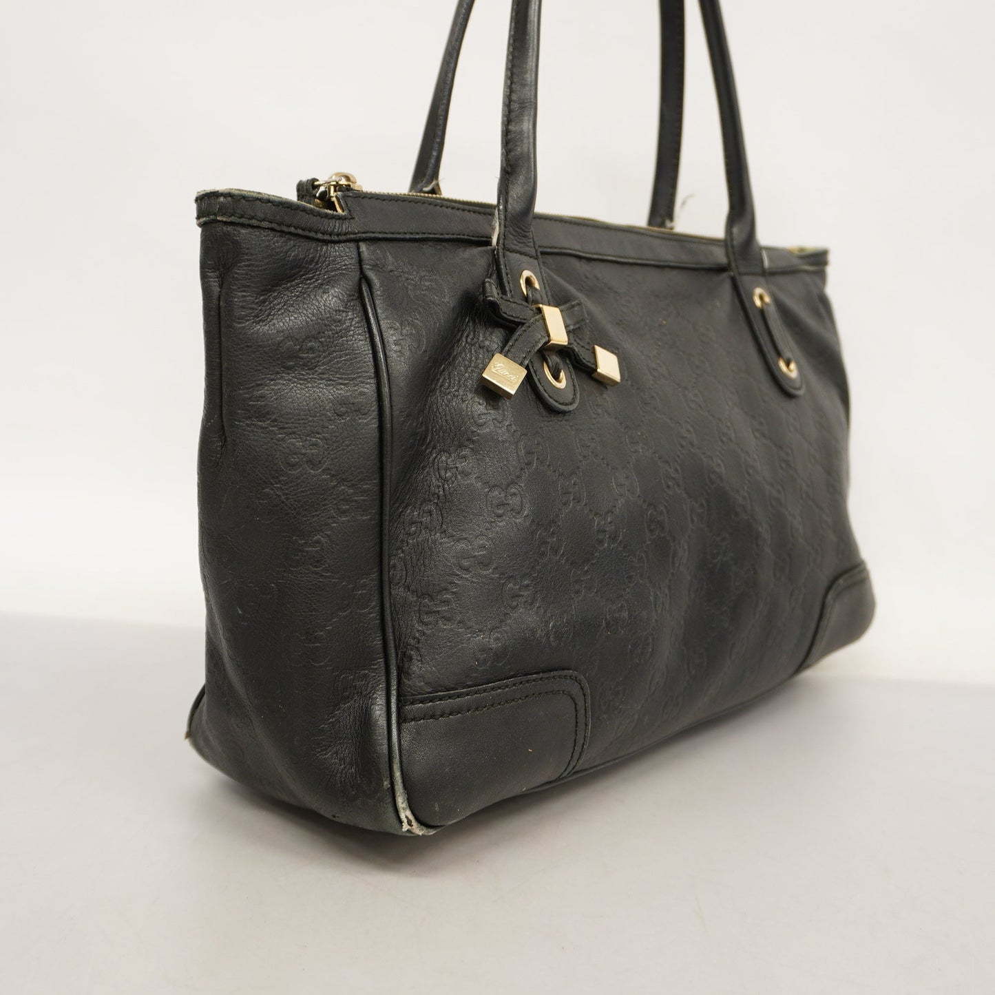 GUCCI ssima Princey 177052 Women's Leather Tote Bag Black