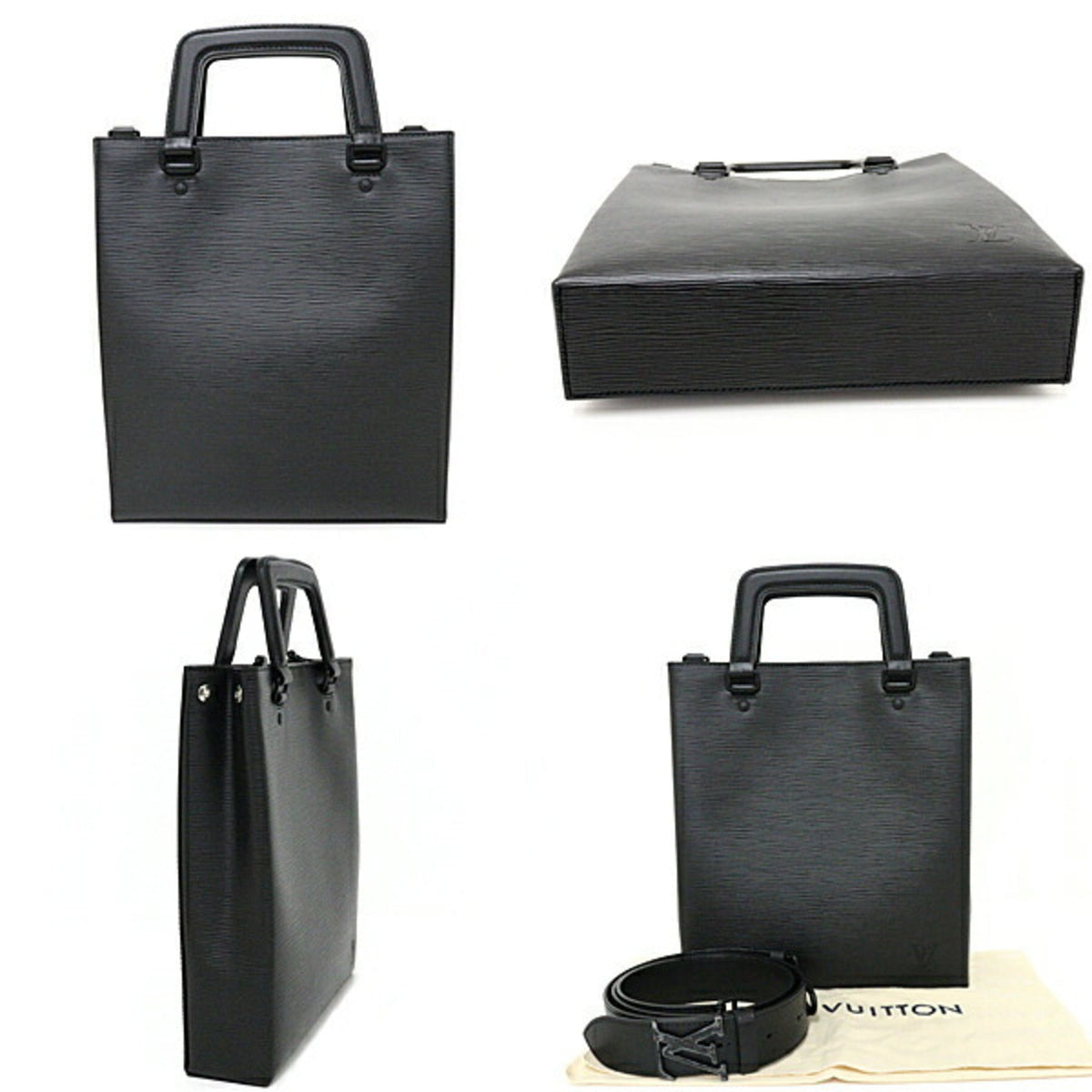 LOUIS VUITTON Sac Pla Fold Bag Epi M58497 Black Hardware