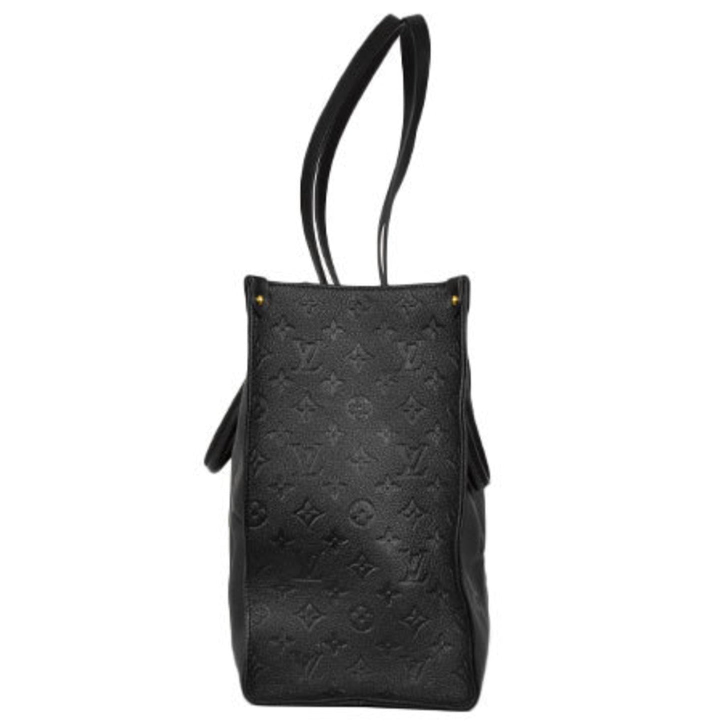 Louis Vuitton ON THE GO GM Tote Bag Shoulder Monogram Implant Leather Black Handbag M44925