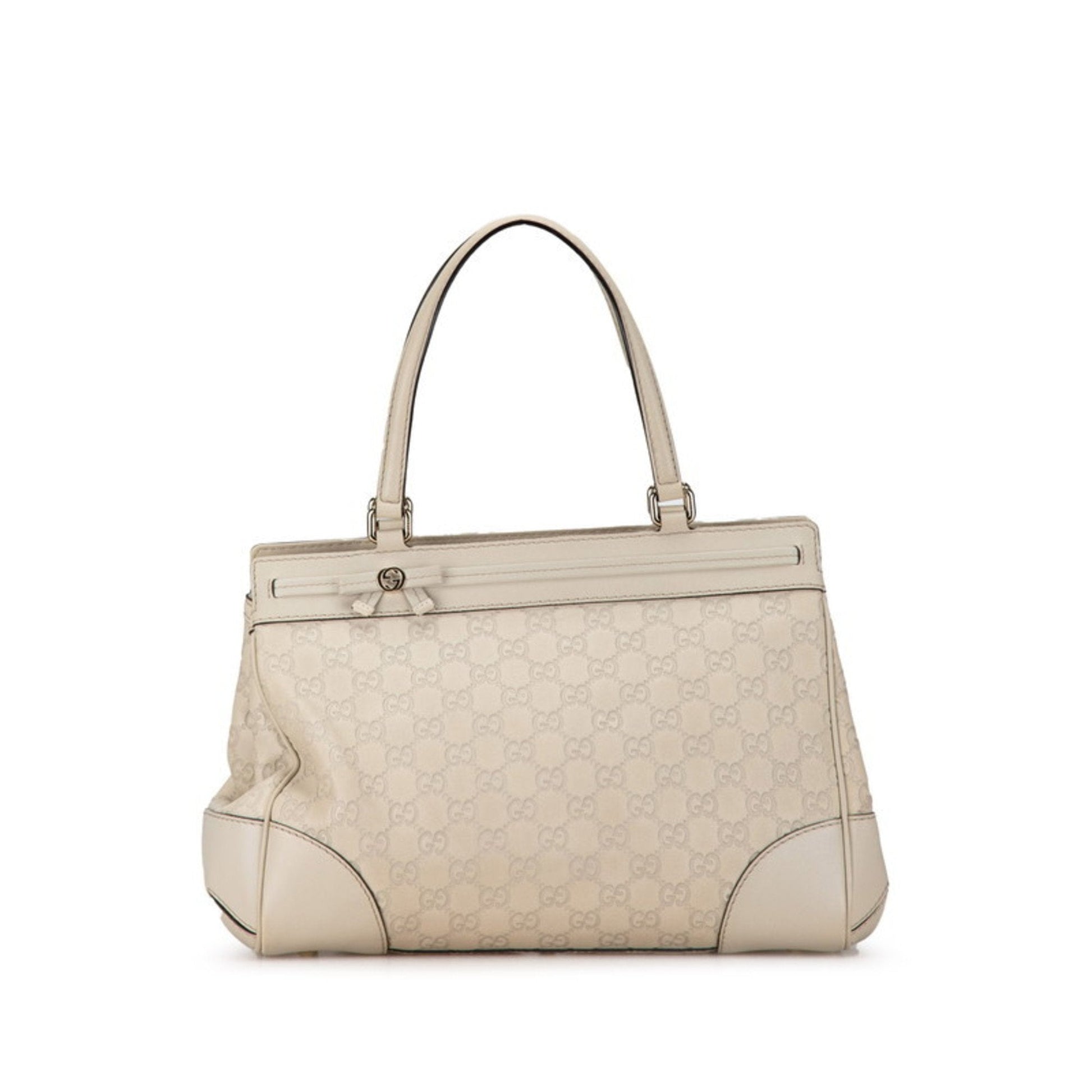 Gucci Beige Ivory Leather Handbag Tote Bag ()
