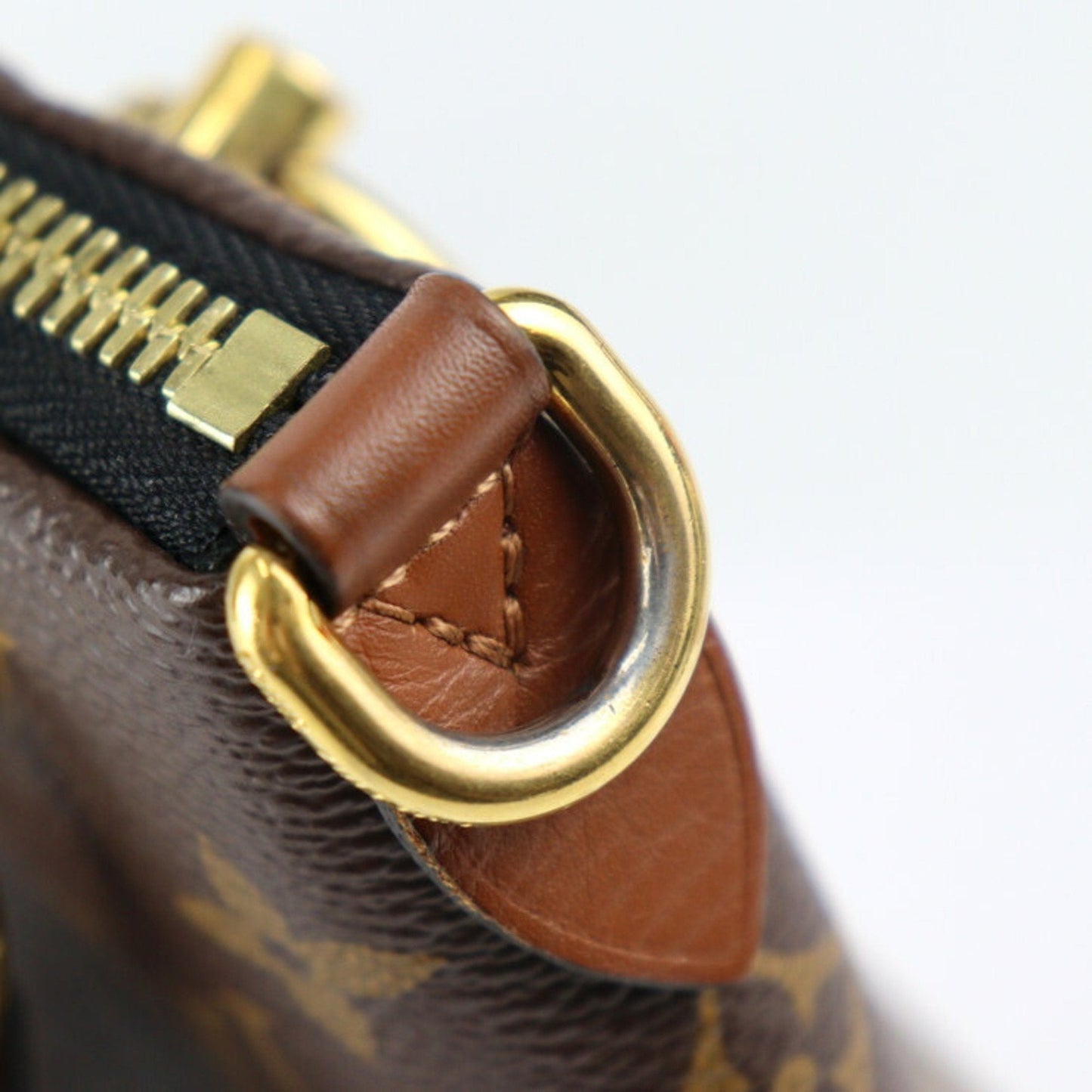 LOUIS VUITTON V tote BB handbag M43976 monogram canvas leather brown black gold metal fittings 2WAY shoulder bag