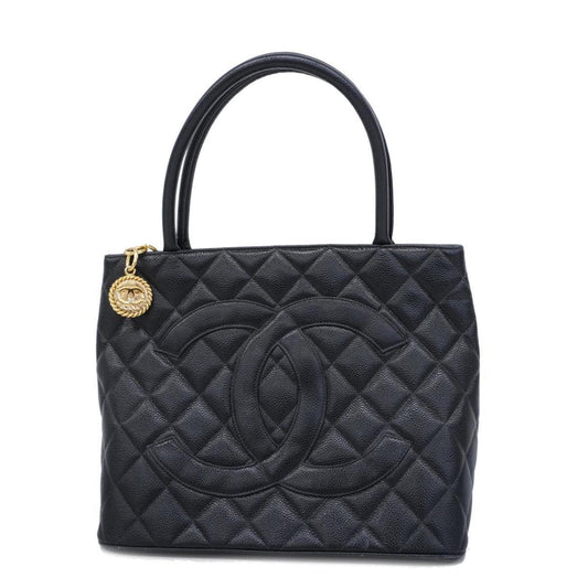Chanel Tote Bag Reproduction Caviar Skin Black Women's