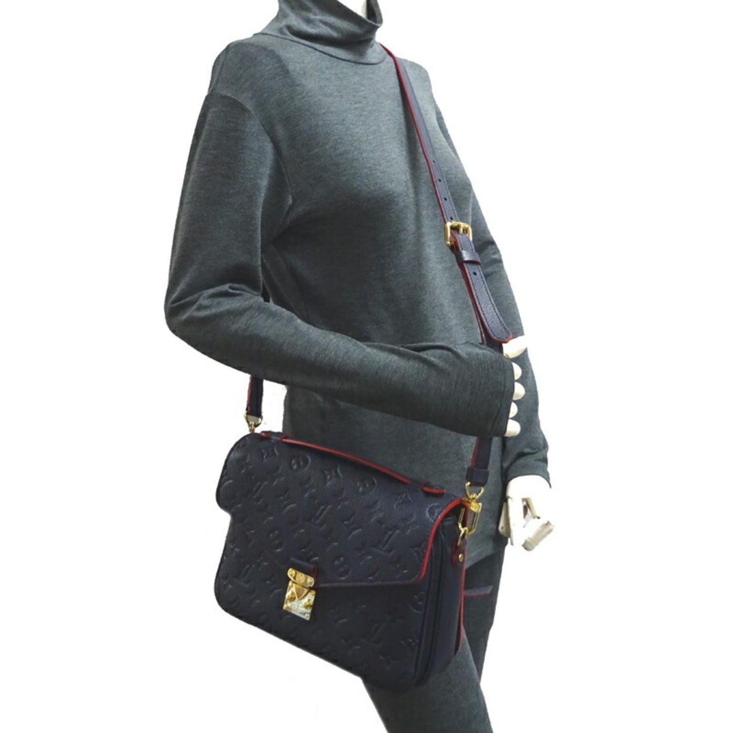Louis Vuitton Pochette Metis MM Women's Shoulder Bag M44071 Monogram Emprinte Marine Rouge (Navy Red)