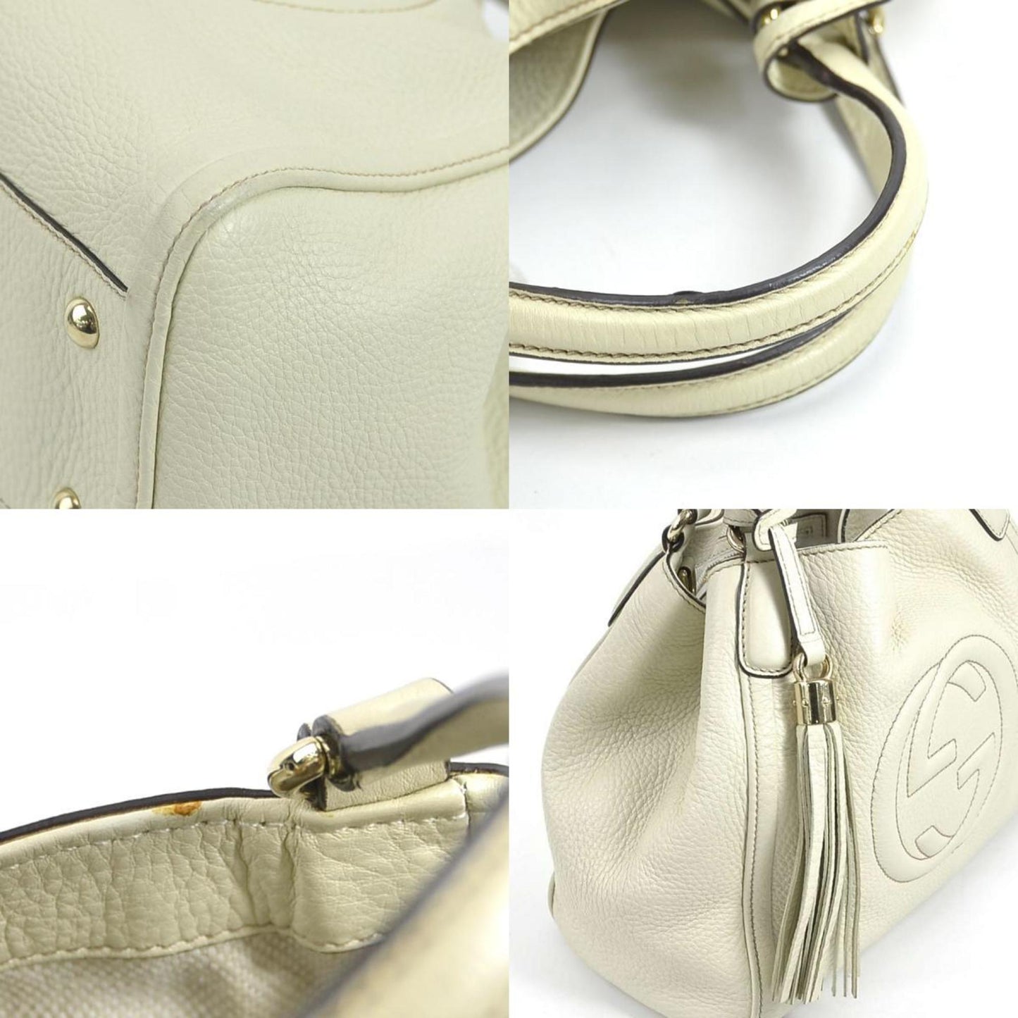 GUCCI Handbag Crossbody Shoulder Bag Soho Leather Off-White Light Gold Ladies 336751