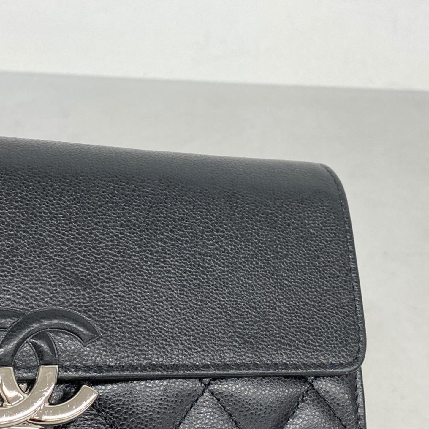 Chanel Long Wallet Matelasse Leather Black Women's