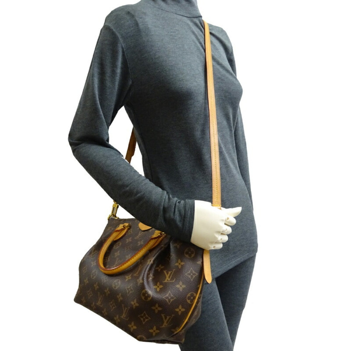 LOUIS VUITTON Turen PM Ladies Handbag M48813 Monogram Ebene [Brown]