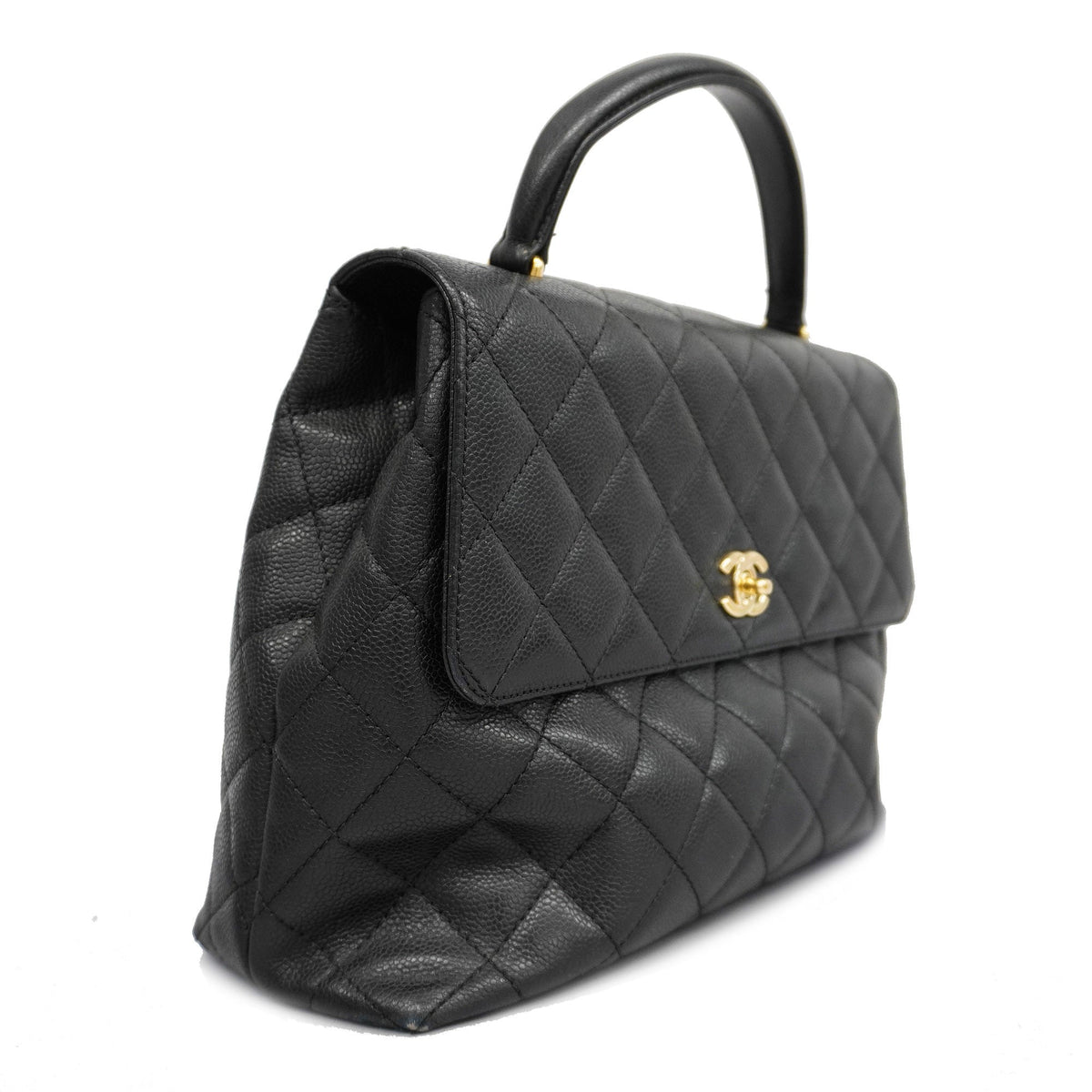 ChanelAuth  Matelasse HandBag Women's Caviar Leather Black