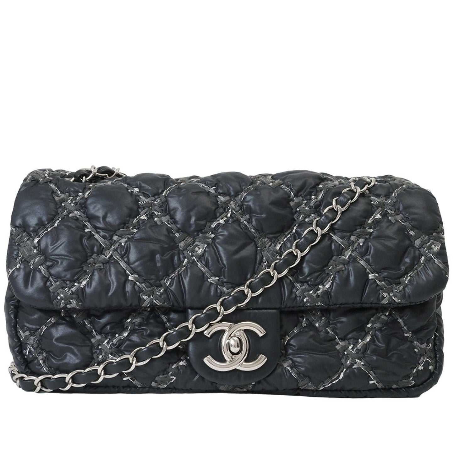 Chanel Parisian Shoulder Matelasse Bag Black A50629 Women's Nylon Chain CHANEL