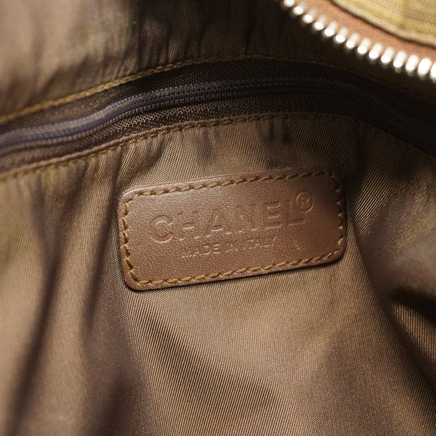 ChanelAuth  New Travel Line Tote Bag Women's Nylon,Leather Khaki