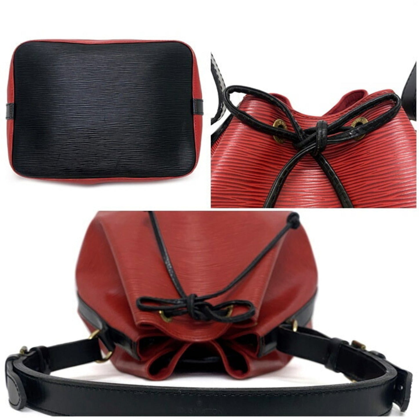 Louis Vuitton Petit Noe Red Black Epi M44172 Leather AK0965 LOUIS VUITTON Shoulder Bag One Two Tone Ladies