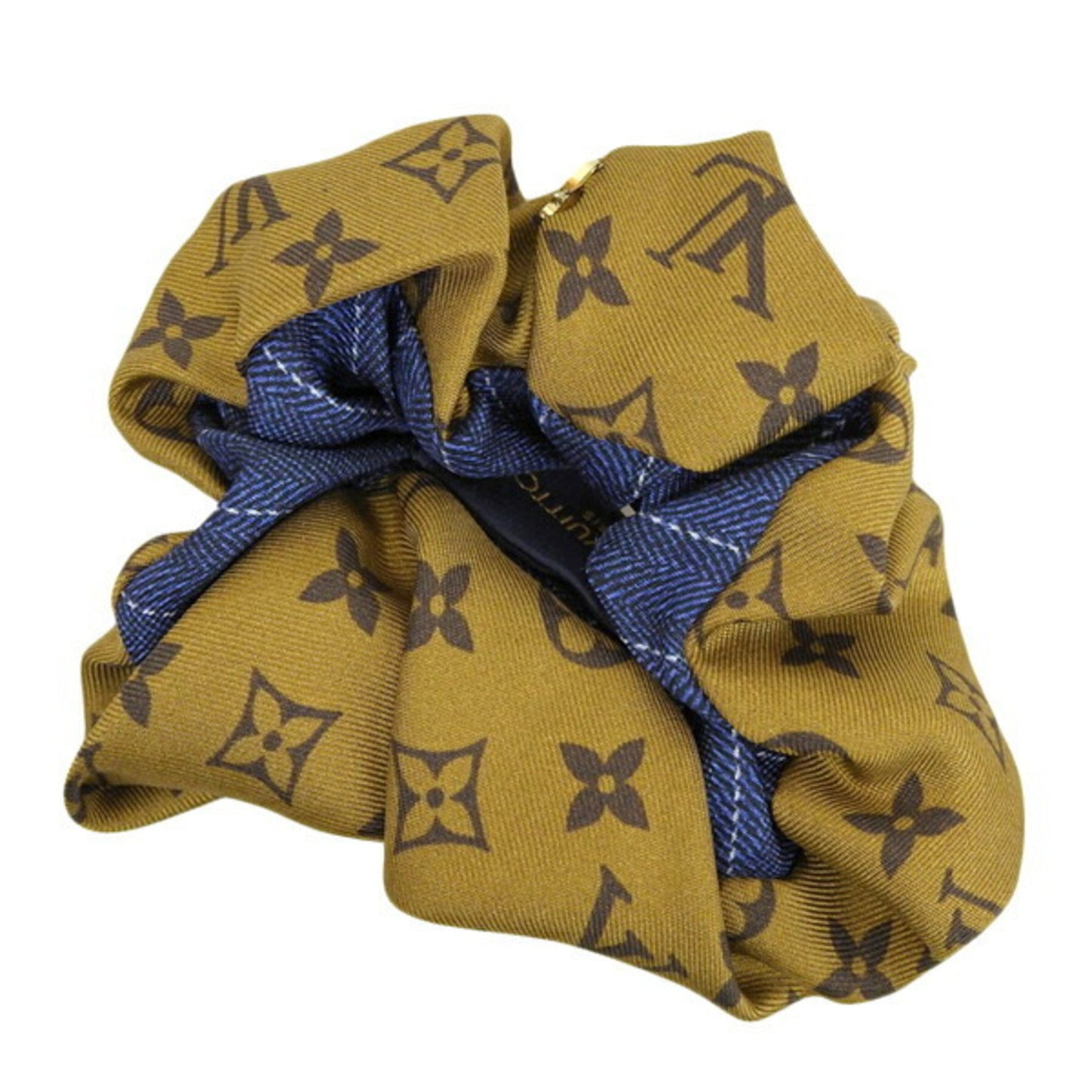 LOUIS VUITTON Monogram Silk Scrunchie Be Mindful Hair Tie M77011 Brown Blue Ladies