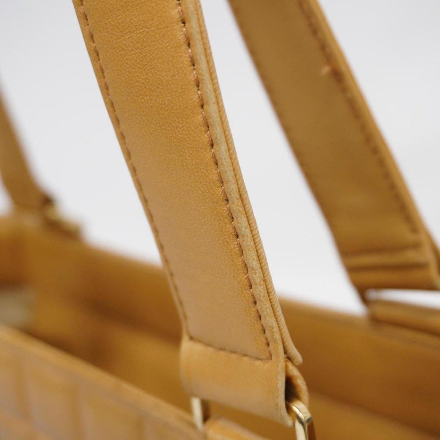 Chanel Tote Bag Chocolate Bar Lambskin Beige Women's