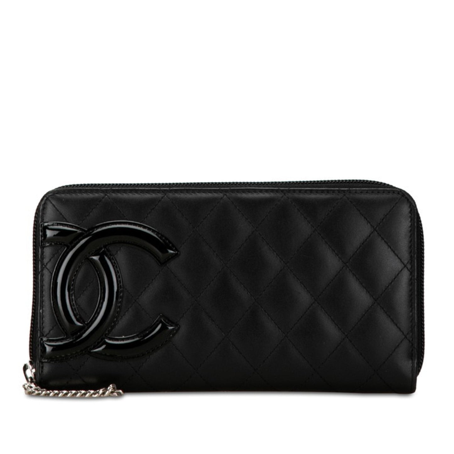 Chanel Matelasse Coco Mark Cambon Line Round Long Wallet Black Lambskin Women's CHANEL