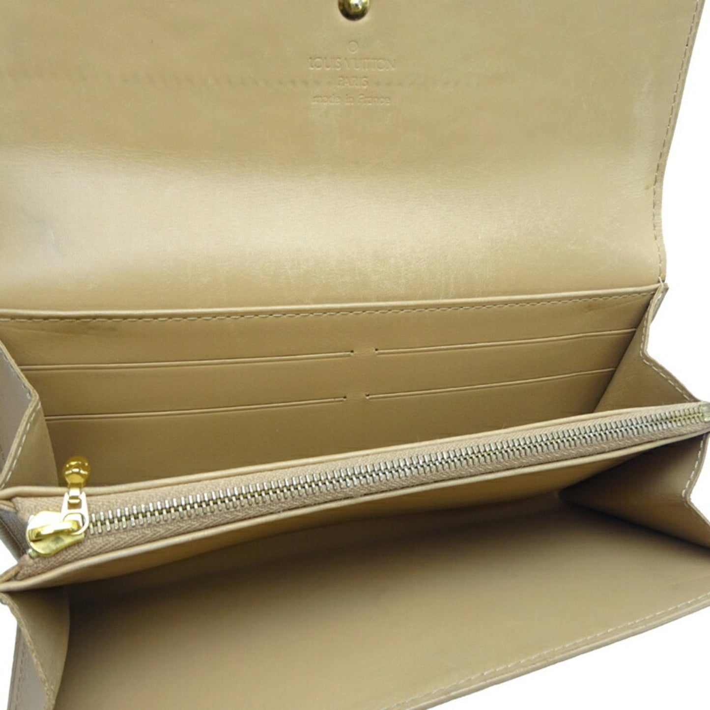 LOUIS VUITTON Portomone Credit Ladies Long Wallet M91380 Vernis Noisette [Beige]