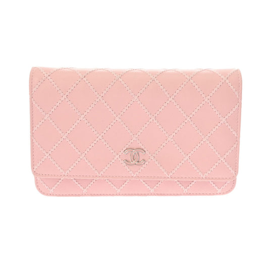 CHANEL Chanel Matelasse Chain Wallet 19cm Pink Women's Leather Shoulder Bag