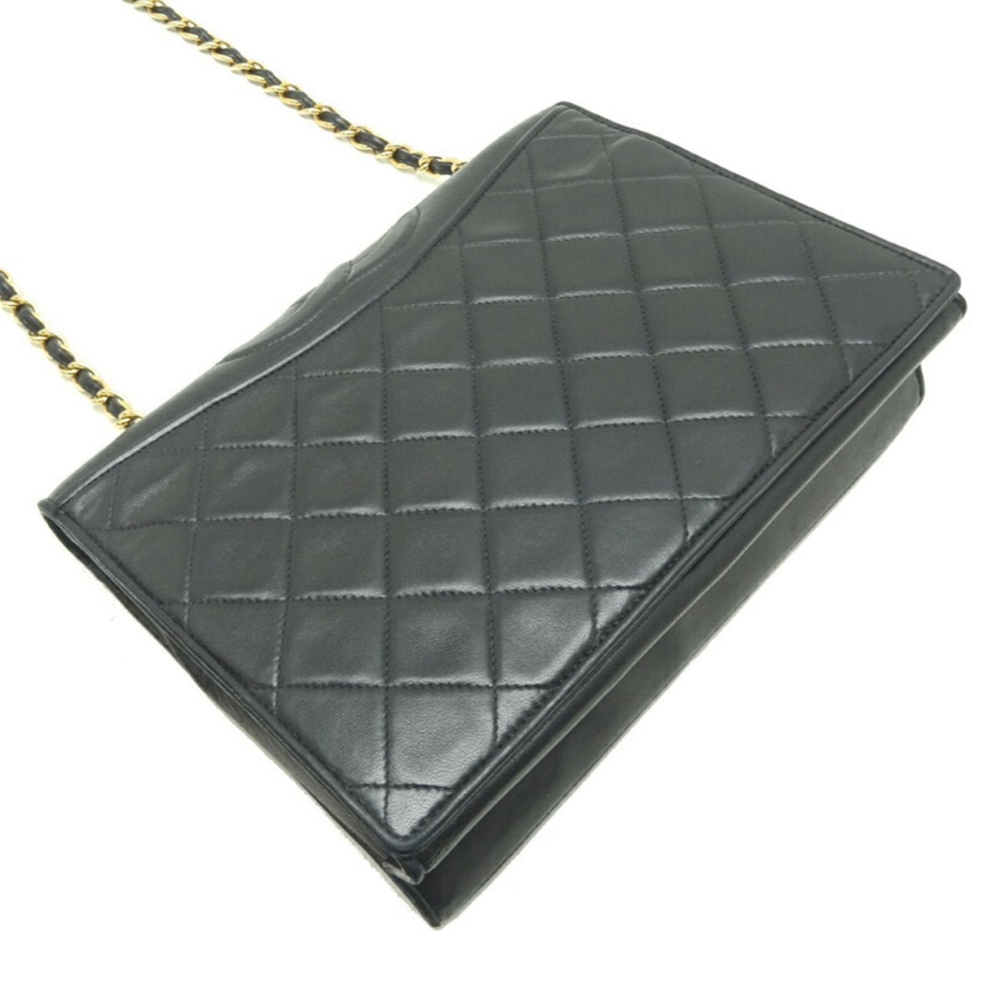 Chanel Matelasse Full Flap Chain Shoulder Bag with Inner Rippling, Women's Bag, Lambskin, Black