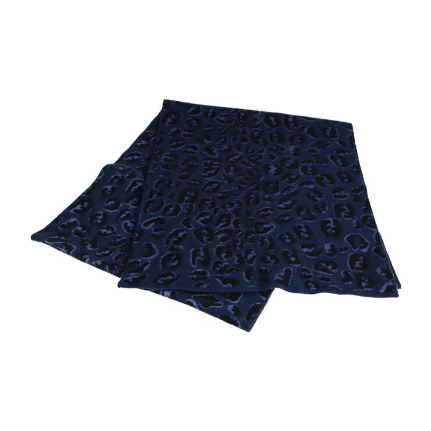 FENDI Zucca pattern muffler FXT151 A208 wool rayon blue navy leopard