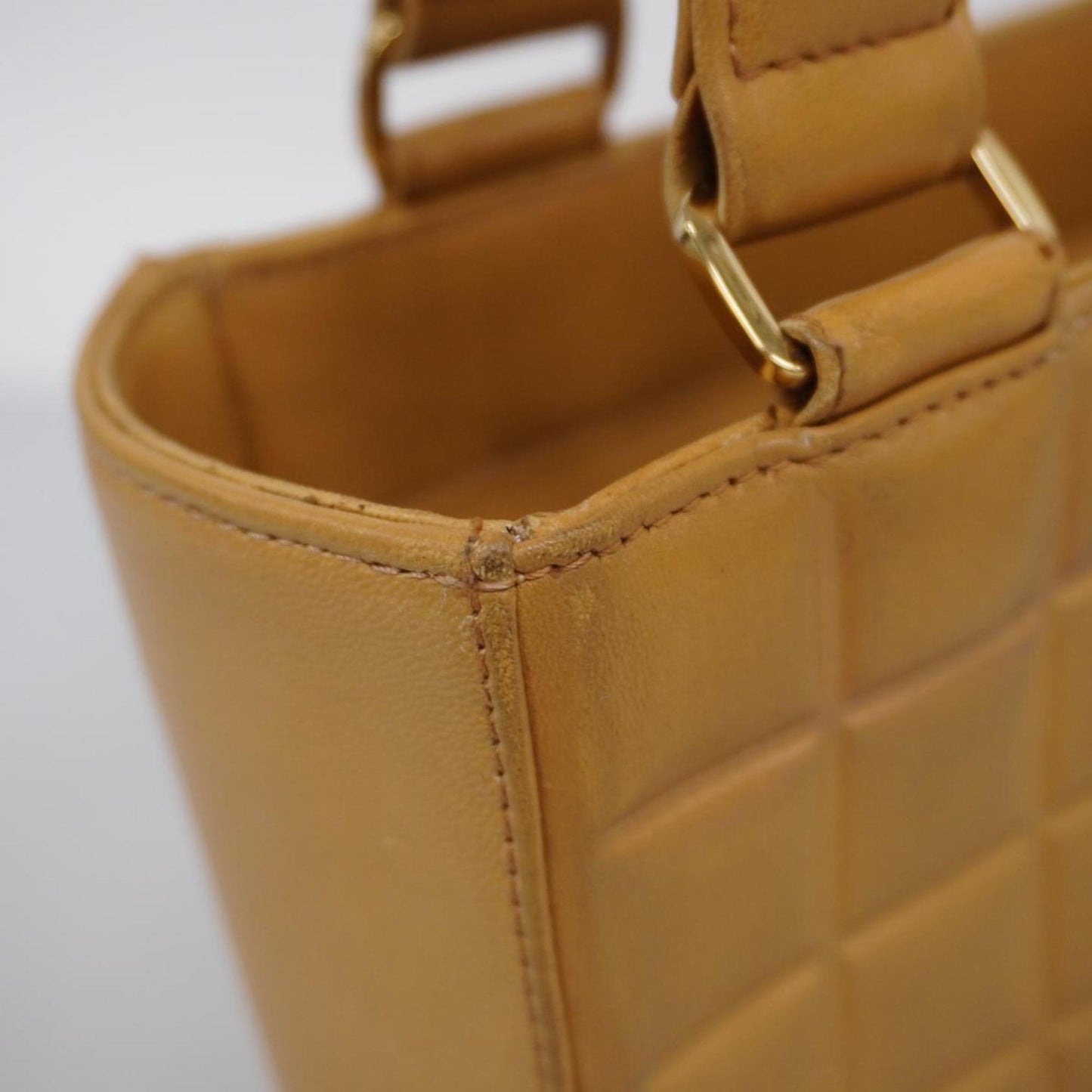 Chanel Tote Bag Chocolate Bar Lambskin Beige Women's