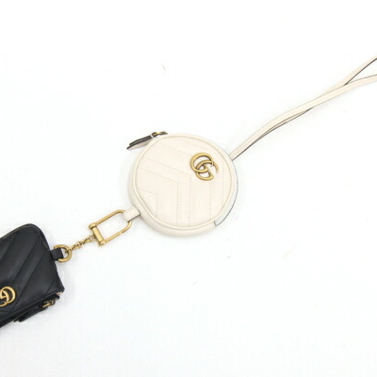 Gucci Black Off-White Leather Coin Purse/Coin Case