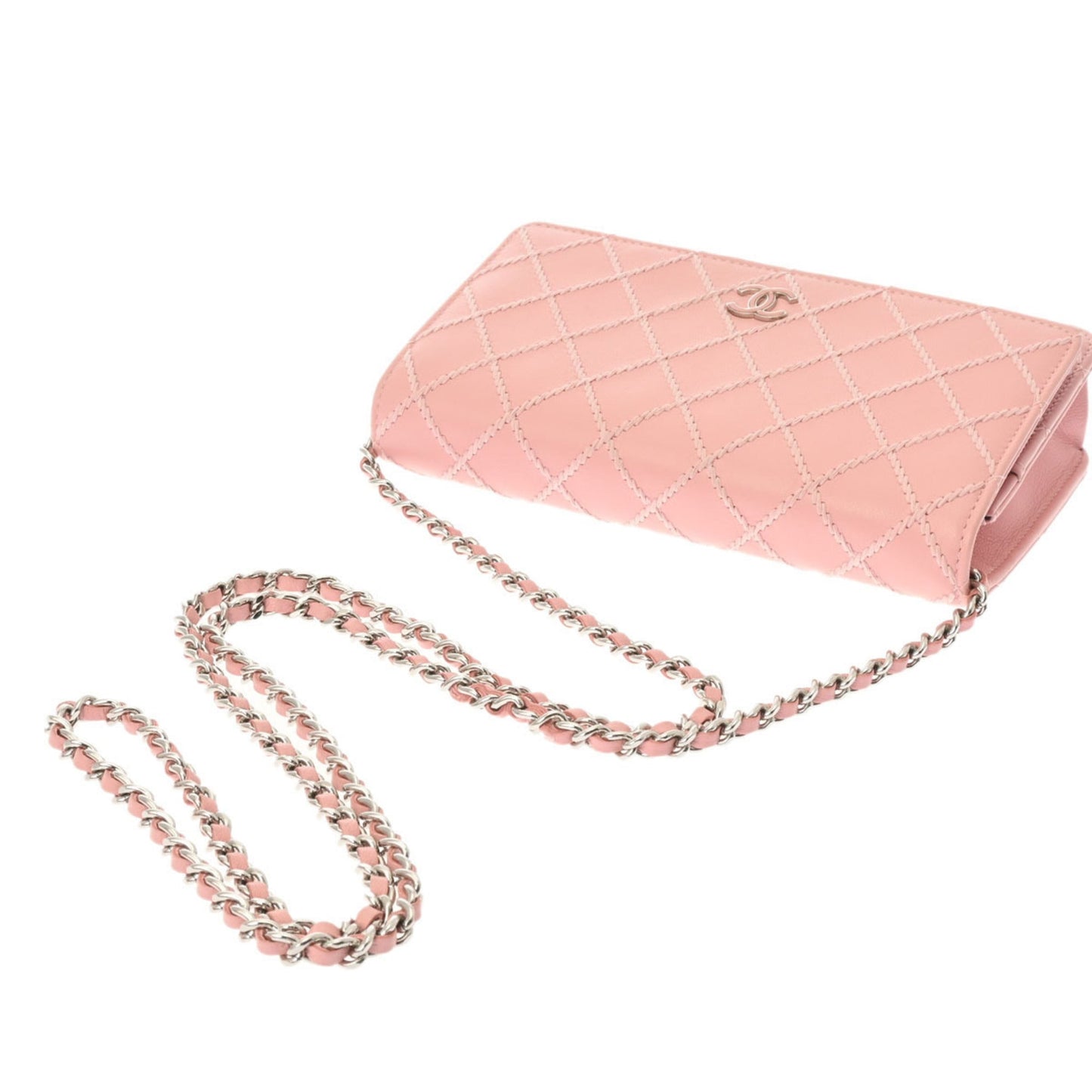 CHANEL Chanel Matelasse Chain Wallet 19cm Pink Women's Leather Shoulder Bag