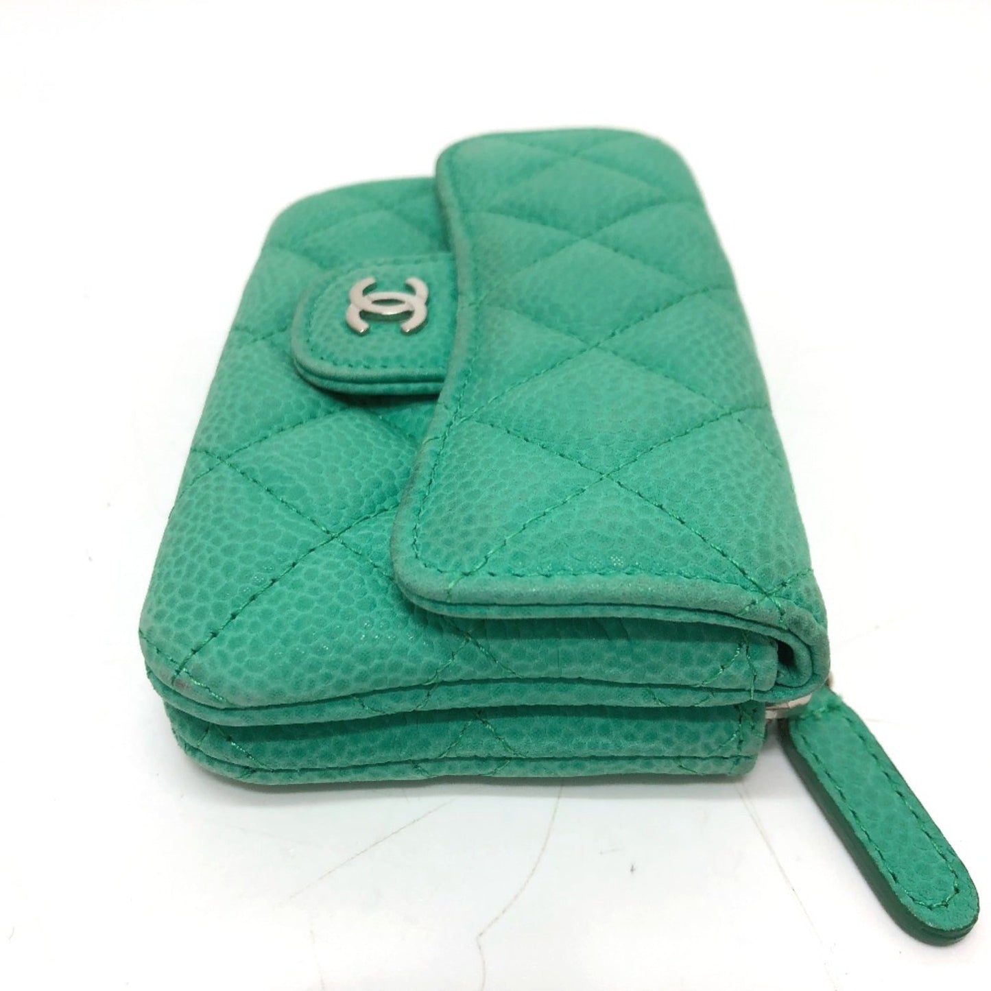 Chanel CC Mark CC Wallet coin purse Green SilverHardware