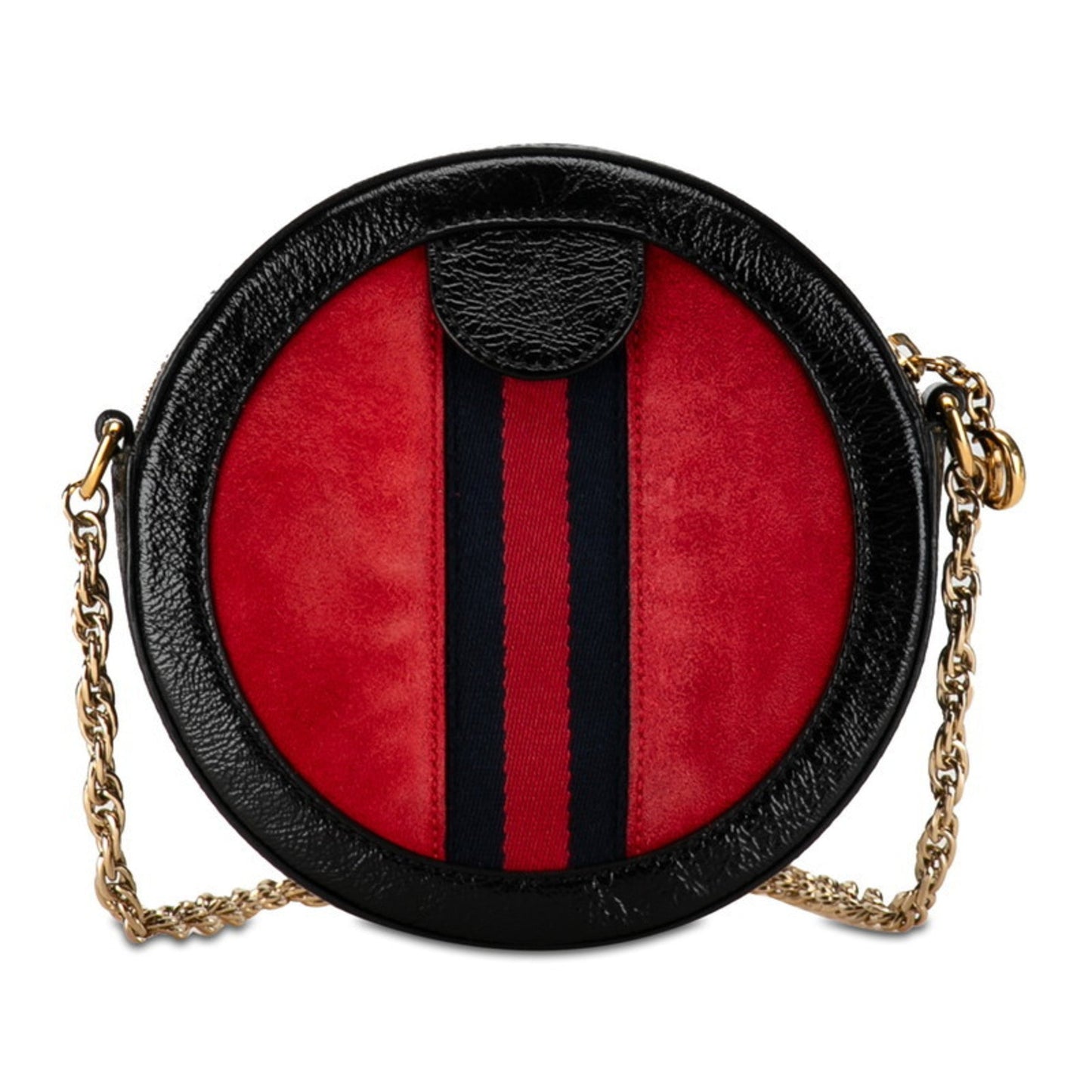 Gucci Black Red Color Patent Leather Suede Shoulder Bag