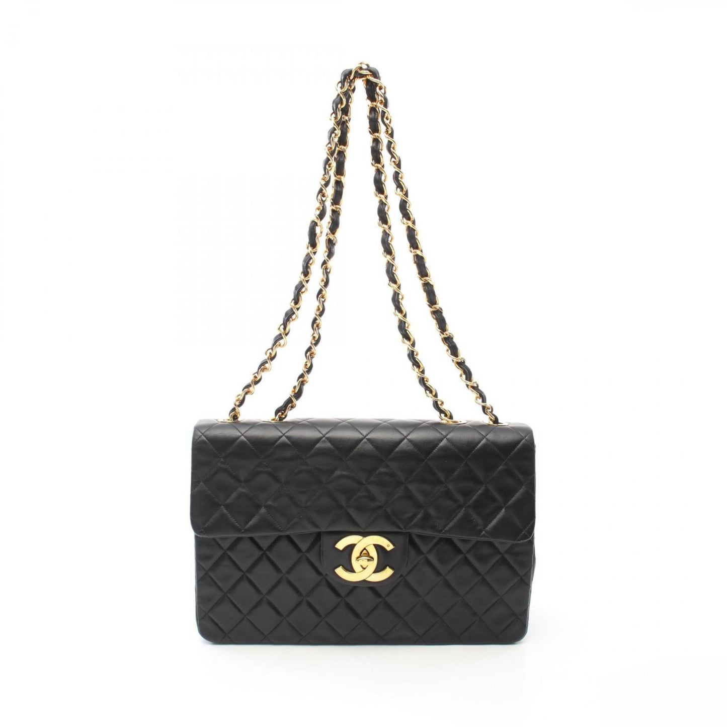 CHANEL Deca Matelasse 34 Shoulder Bag, Lambskin, Women's, Black