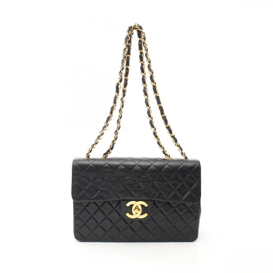 CHANEL Deca Matelasse 34 Shoulder Bag, Lambskin, Women's, Black