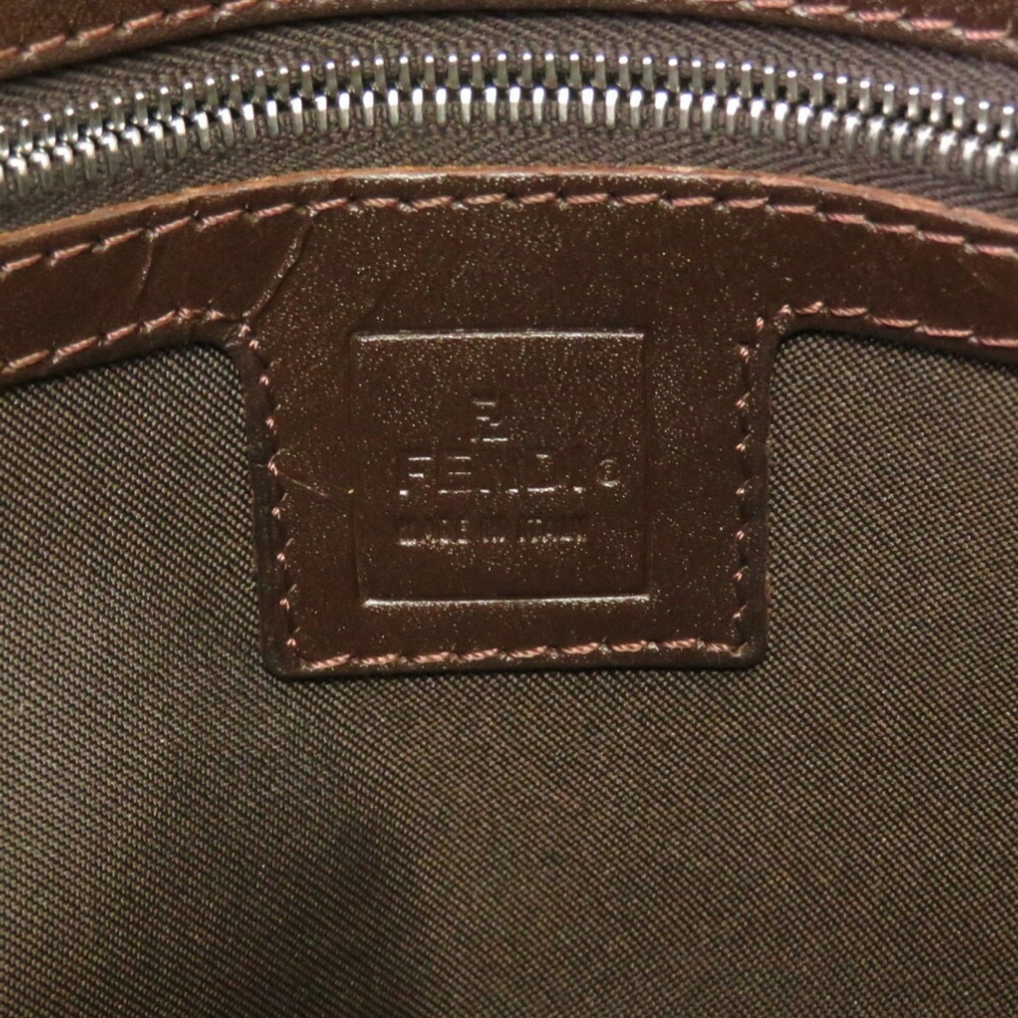 Hermes FF Zucca Pattern Canvas Leather Brown Handbag