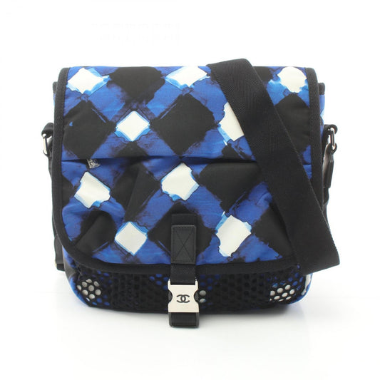 CHANEL Airline Shoulder Bag, Nylon, Women's, Blue, Black, White
