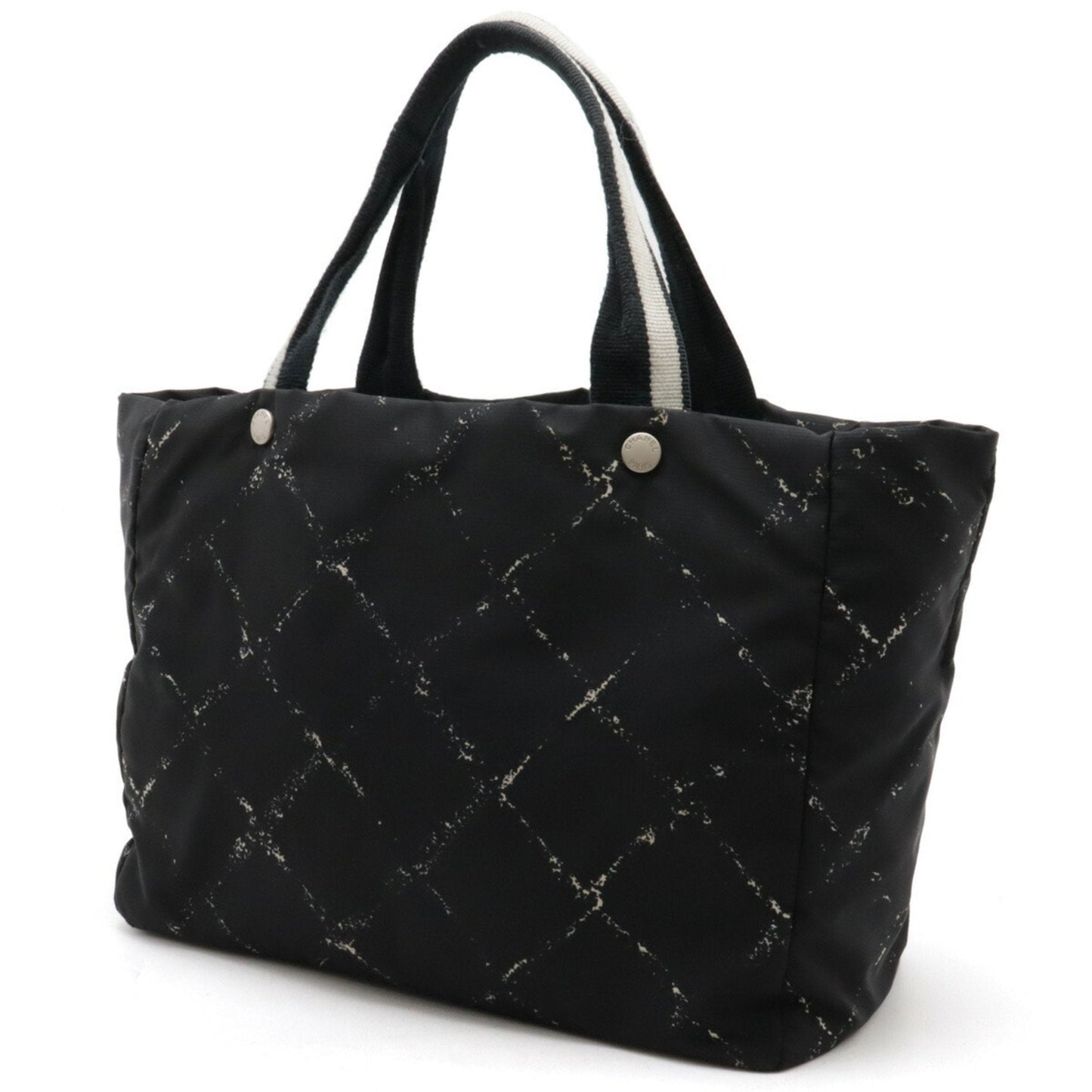 CHANEL Chanel Old Travel Line Tote MM Bag Shoulder Nylon Black Red