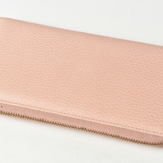 Gucci Wallet GUCCI Long / Petit Marmont Leather Pink Beige Round 456117