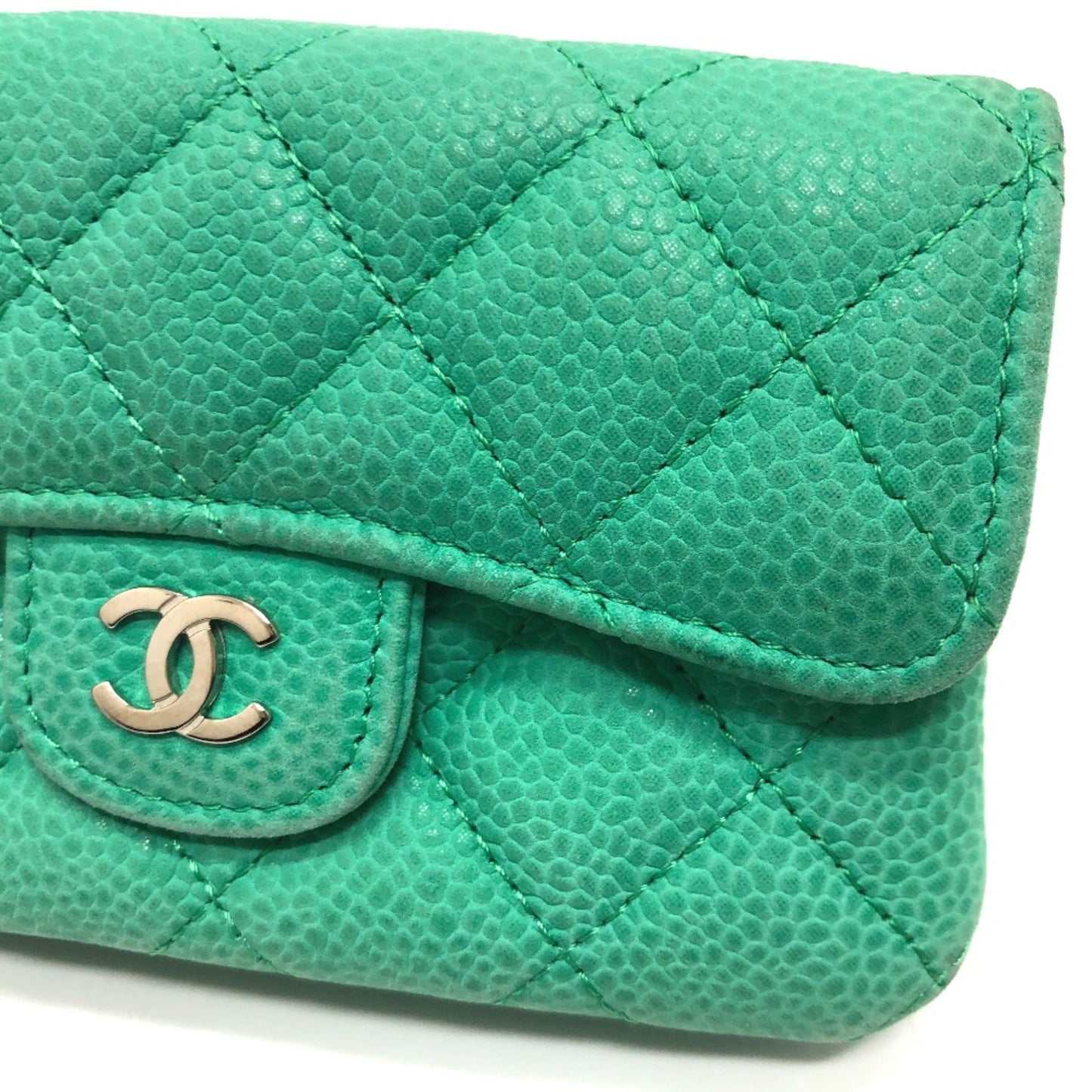 Chanel CC Mark CC Wallet coin purse Green SilverHardware