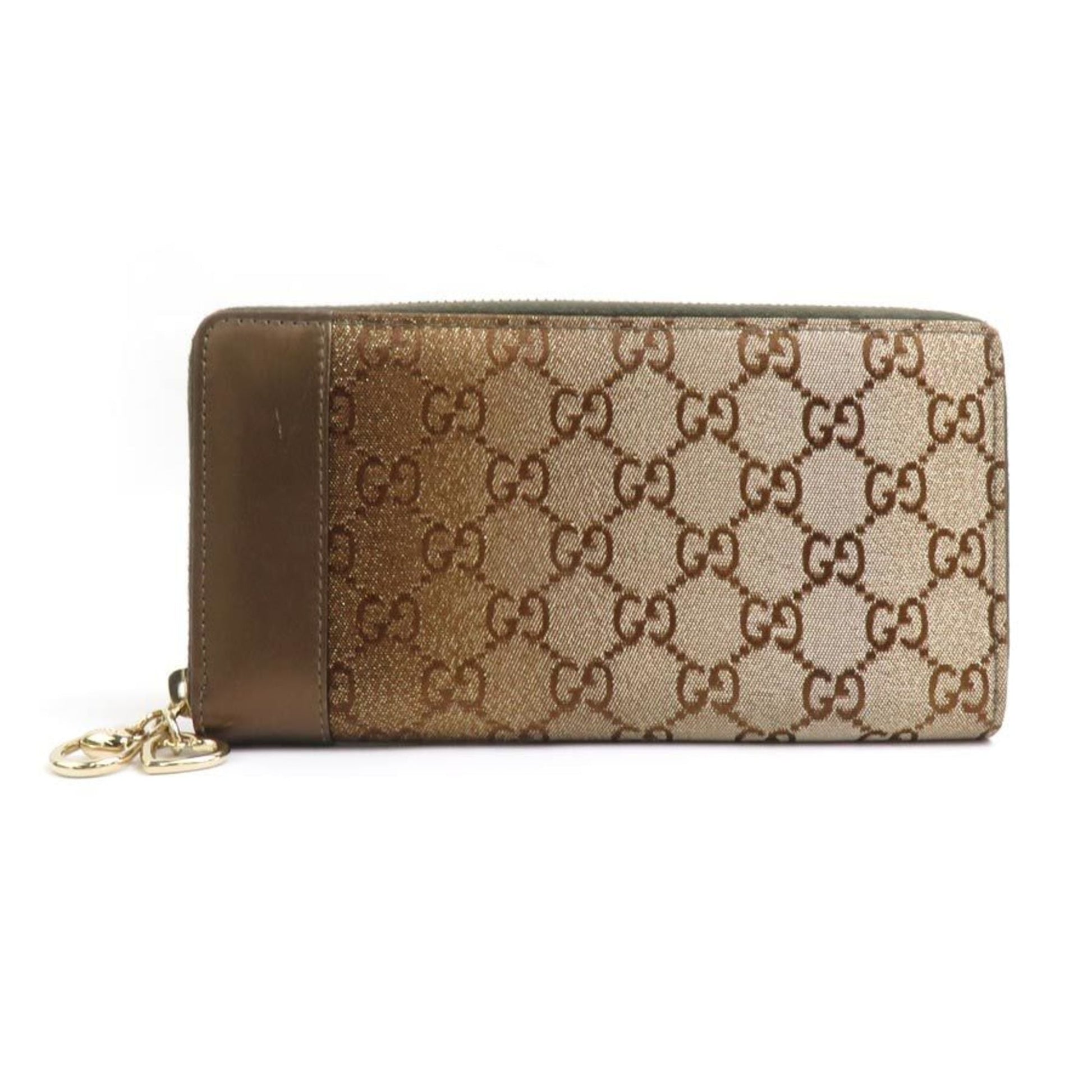 Gucci Brown Canvas Leather Long Wallet (Bi-Fold) ()
