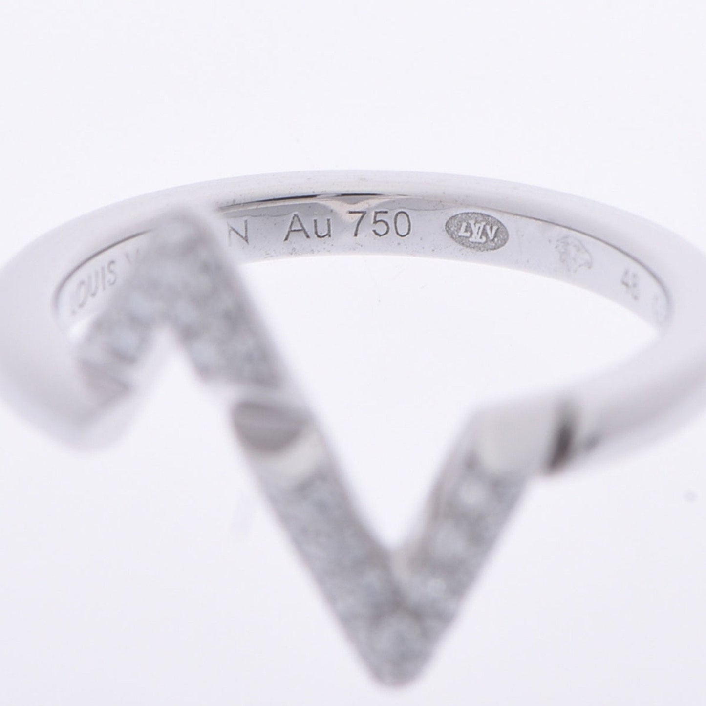 LOUIS VUITTON LV Vault Upside Down Ring #48 Q9Q31I No. 7 Women's K18 White Gold