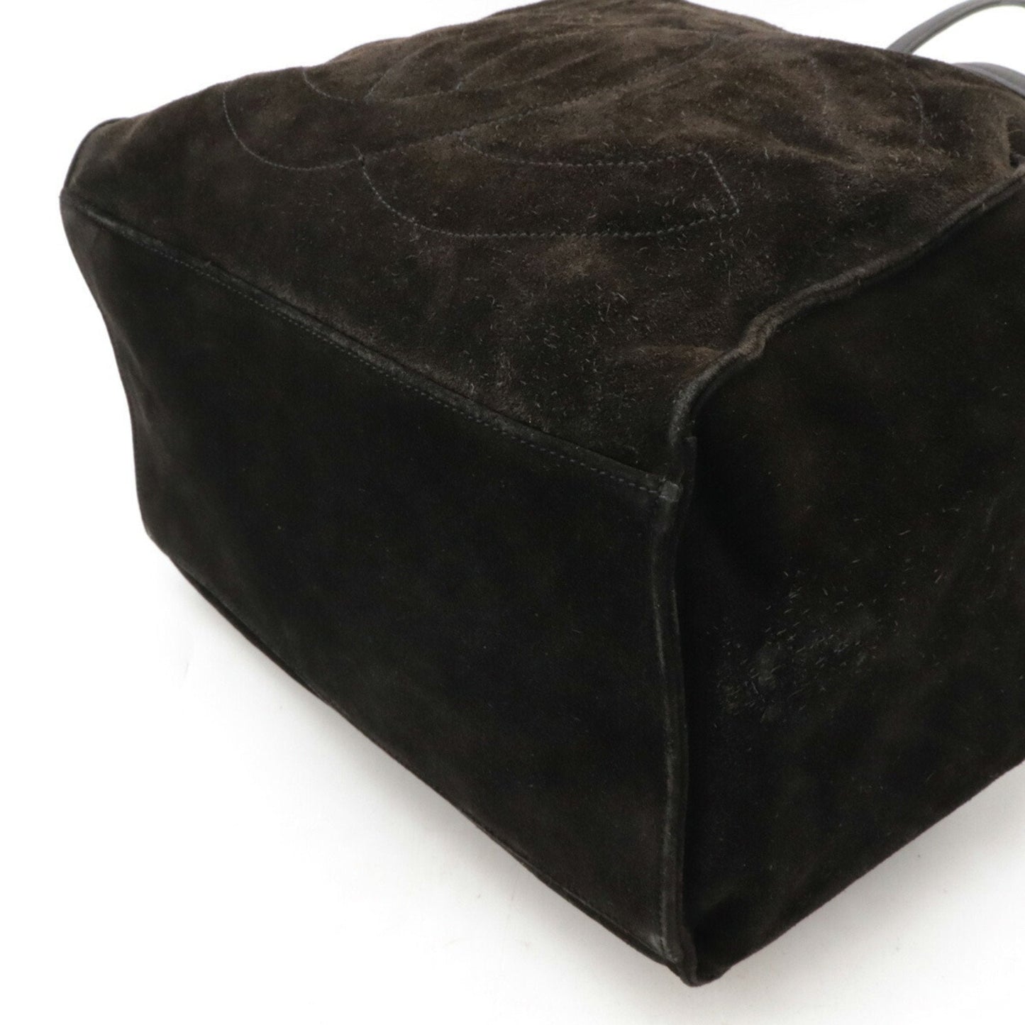 CHANEL Coco Mark Shoulder Bag Chain Suede Black