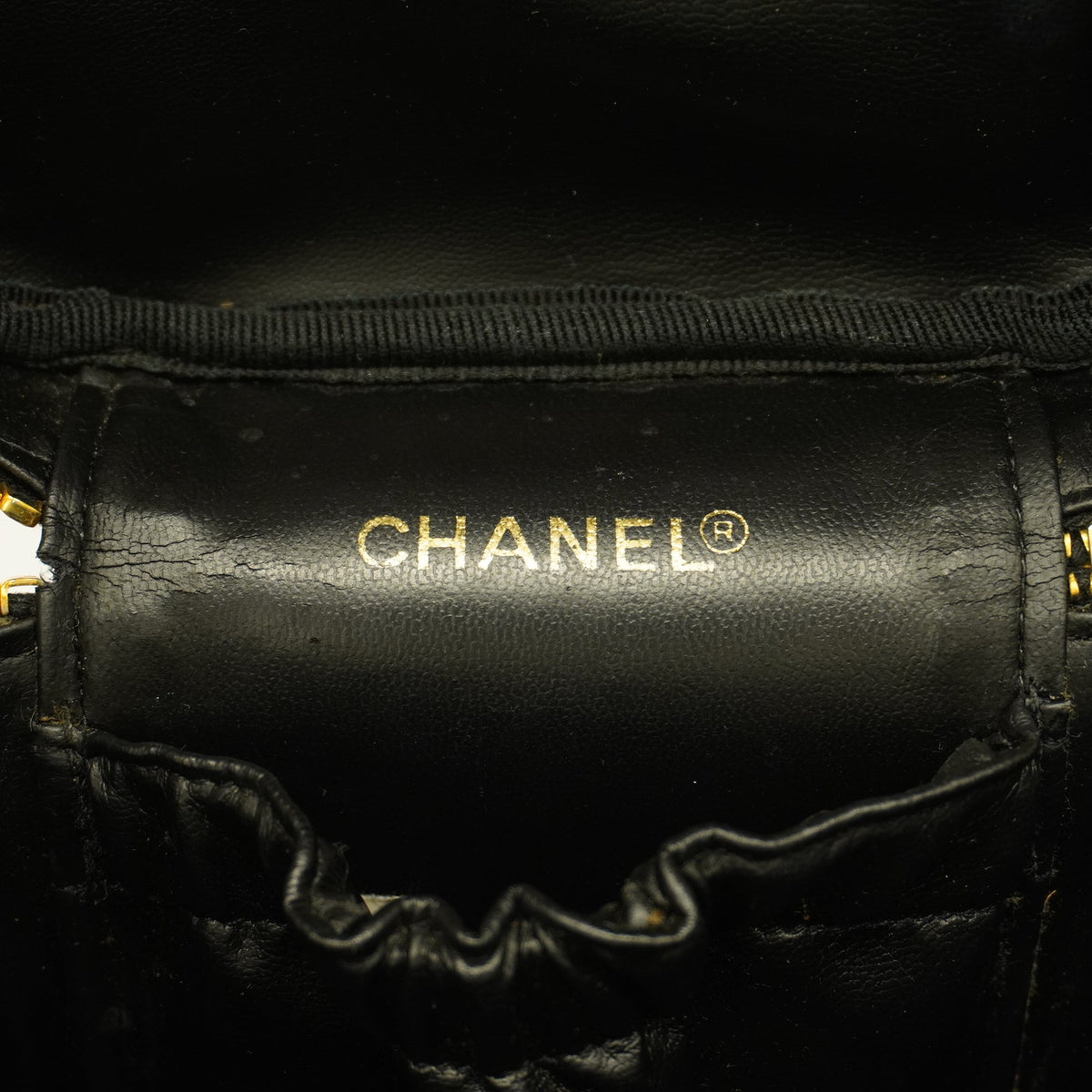 ChanelAuth  Bicolor Vanity Bag Women's Leather Vanity Bag Black