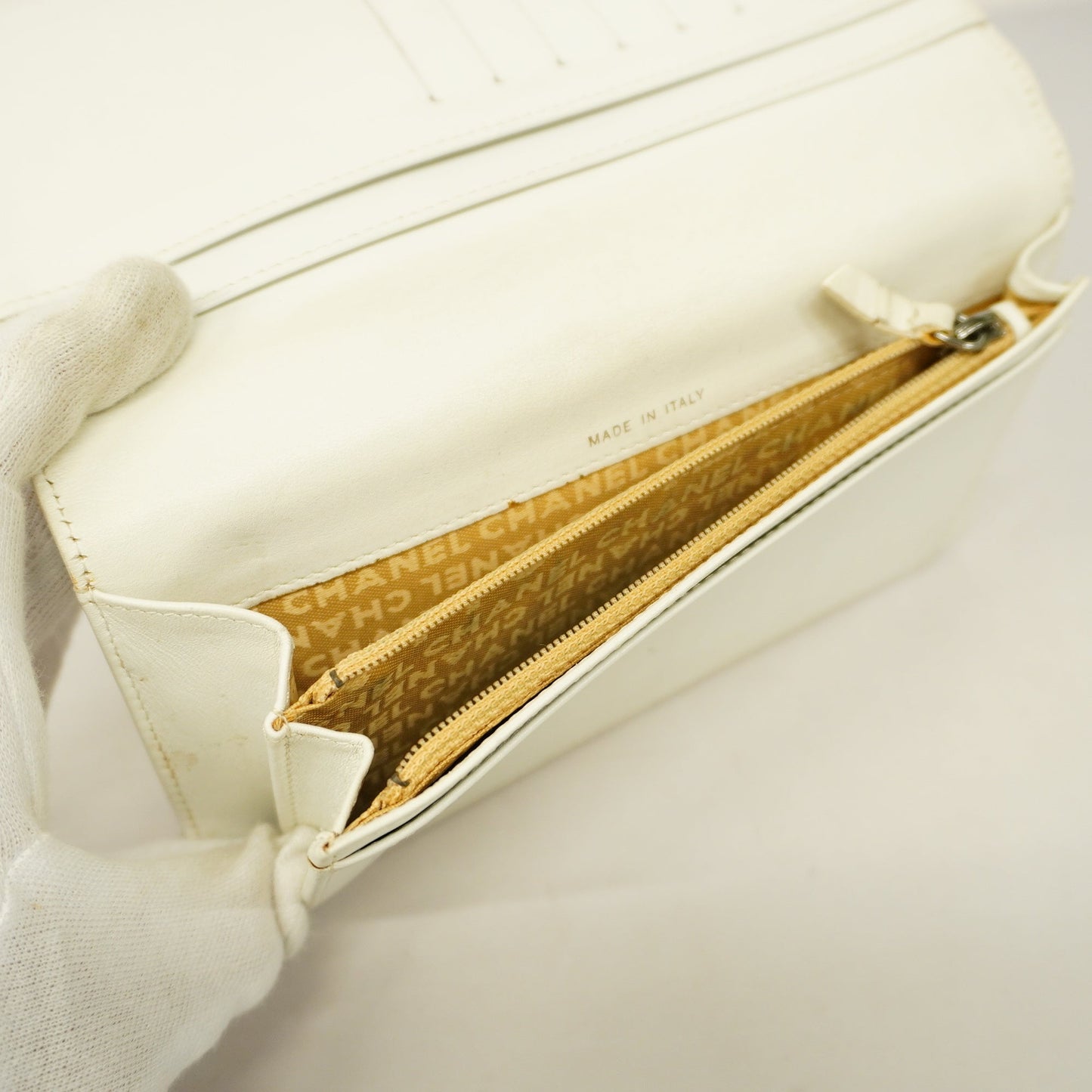 ChanelAuth  Matelasse Long Wallet Silver Metal Fittings Women's Lambskin Wallet