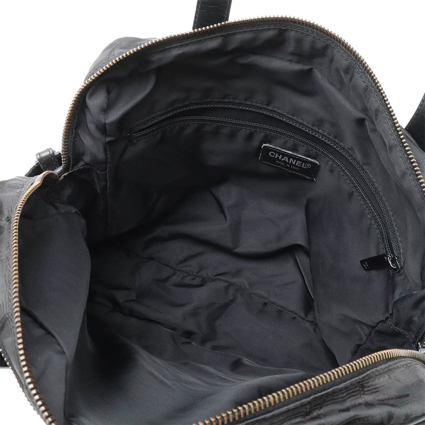 CHANEL New Travel Line Handbag Tote Bag Shoulder Nylon Jacquard Leather Black A15970