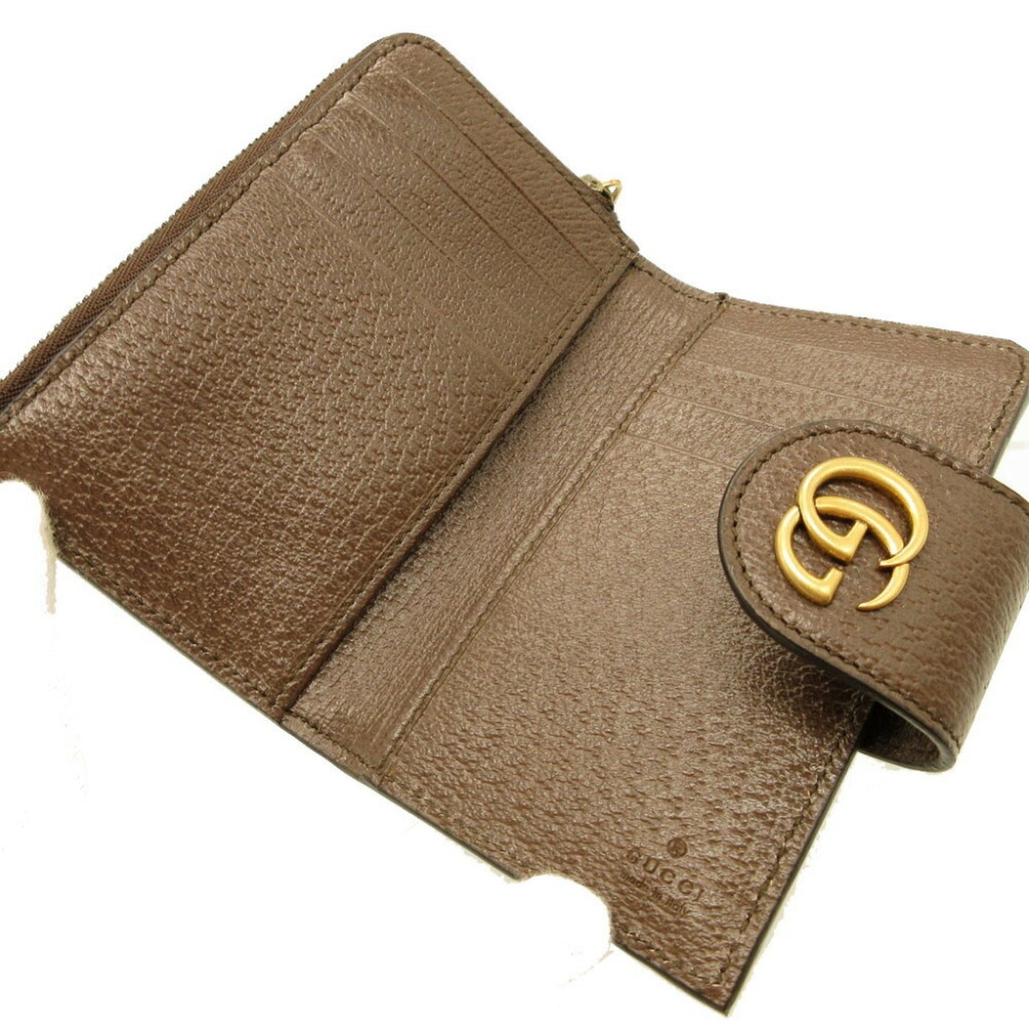 Gucci Ophidia Beige Brown Gg Canvas Leather Coin Purse/Coin Case