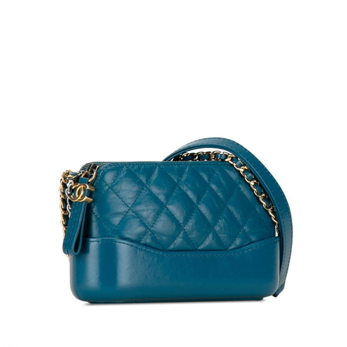CHANEL Gabrielle de Chanel Small Chain Shoulder Bag Blue Leather Women's