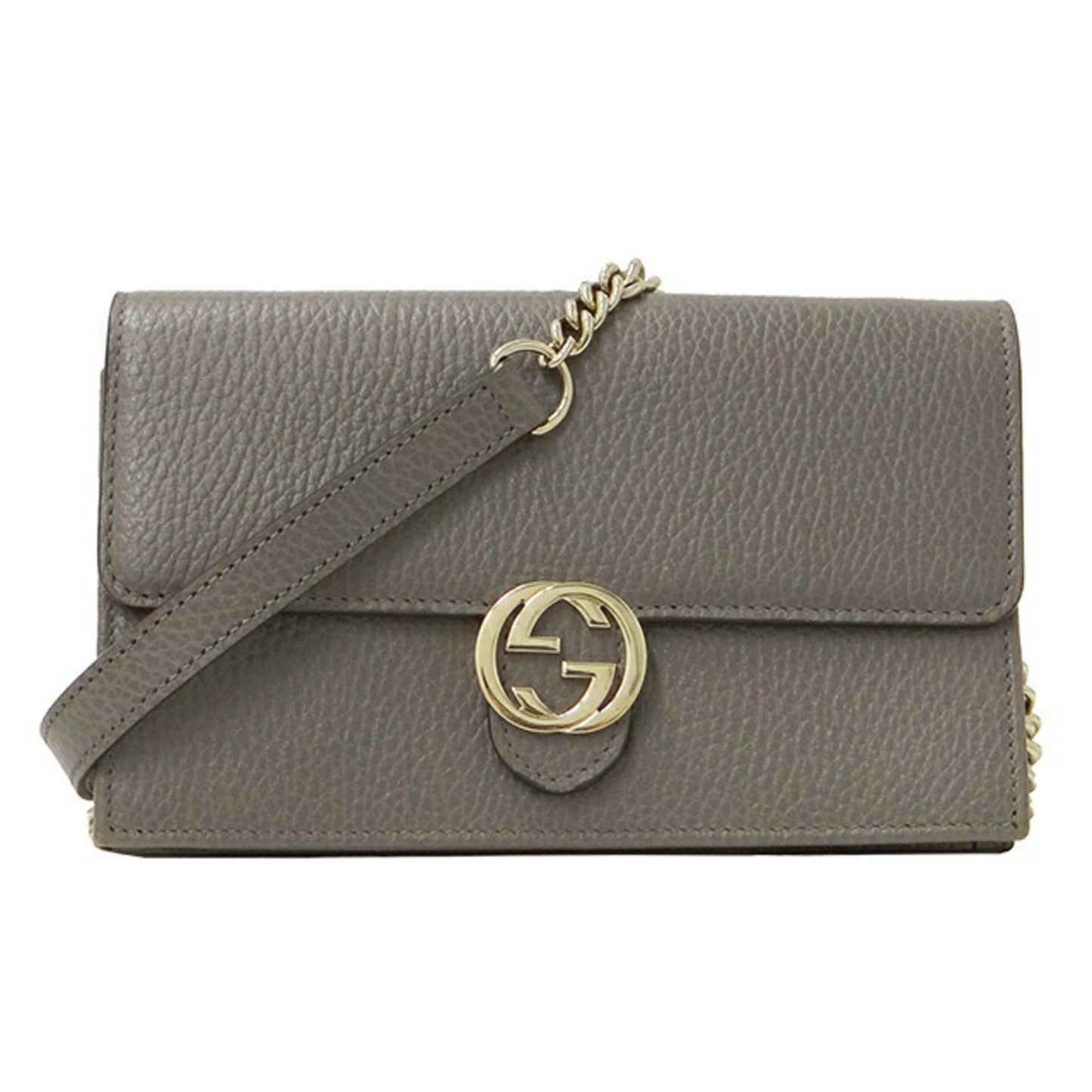 GUCCI bag ladies interlocking shoulder leather chain gray 510314