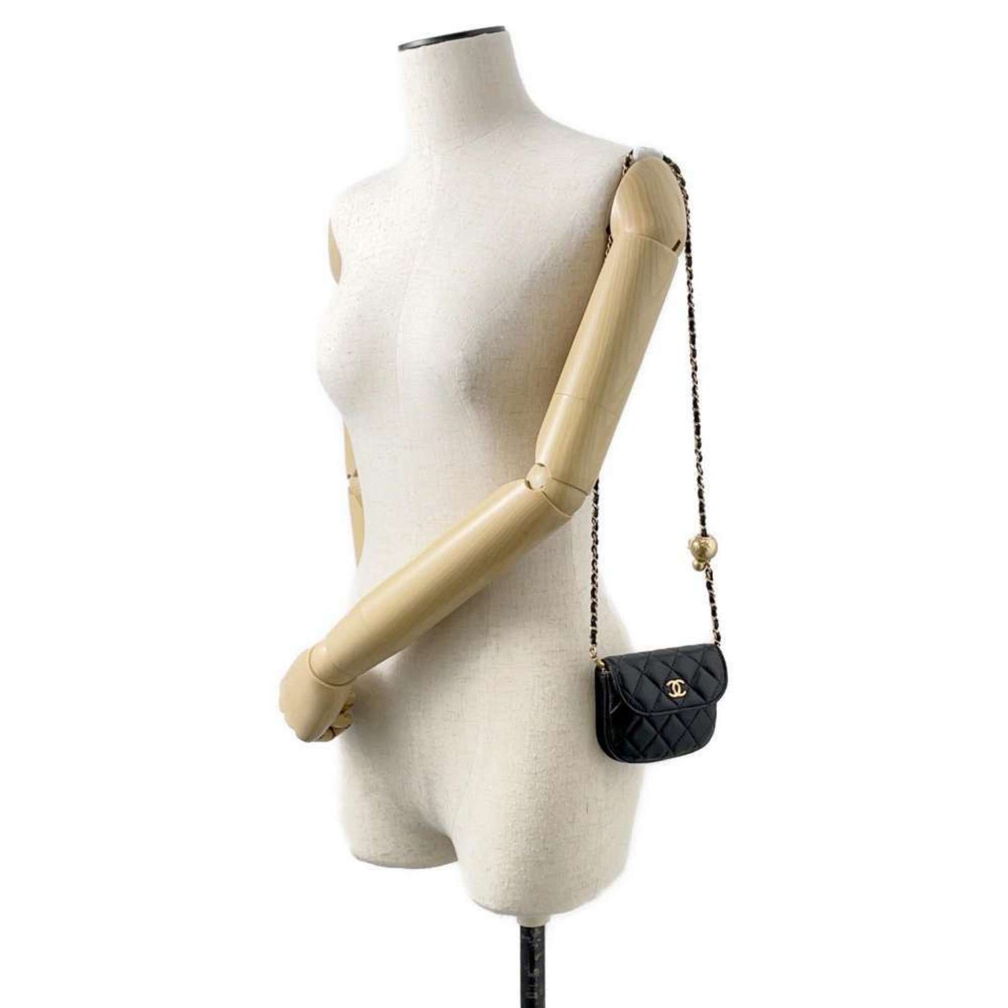 Chanel Waist Bag Matelasse Coco Mark Lambskin AP1461 2way Shoulder Ball Black