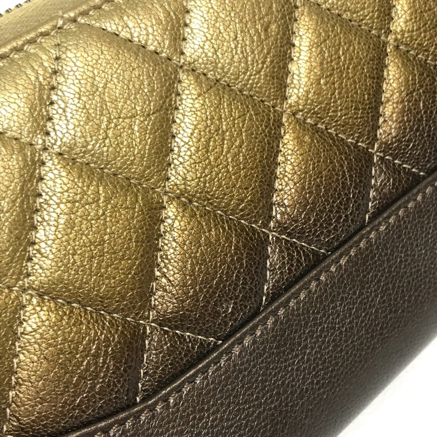 Chanel Gradation Zip Around Long Wallet Gold x Brown