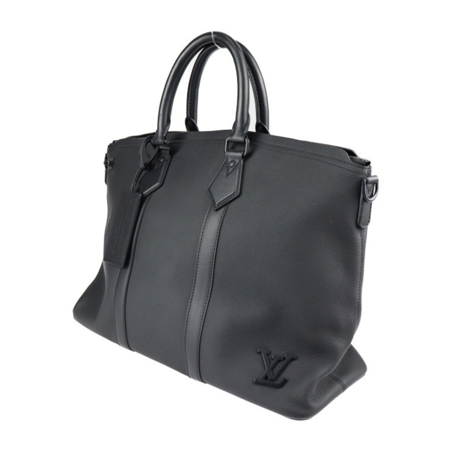 LOUIS VUITTON Lockit LV Aerogram Tote Bag M59158 Grain Calf Leather Black Handbag Boston Vuitton