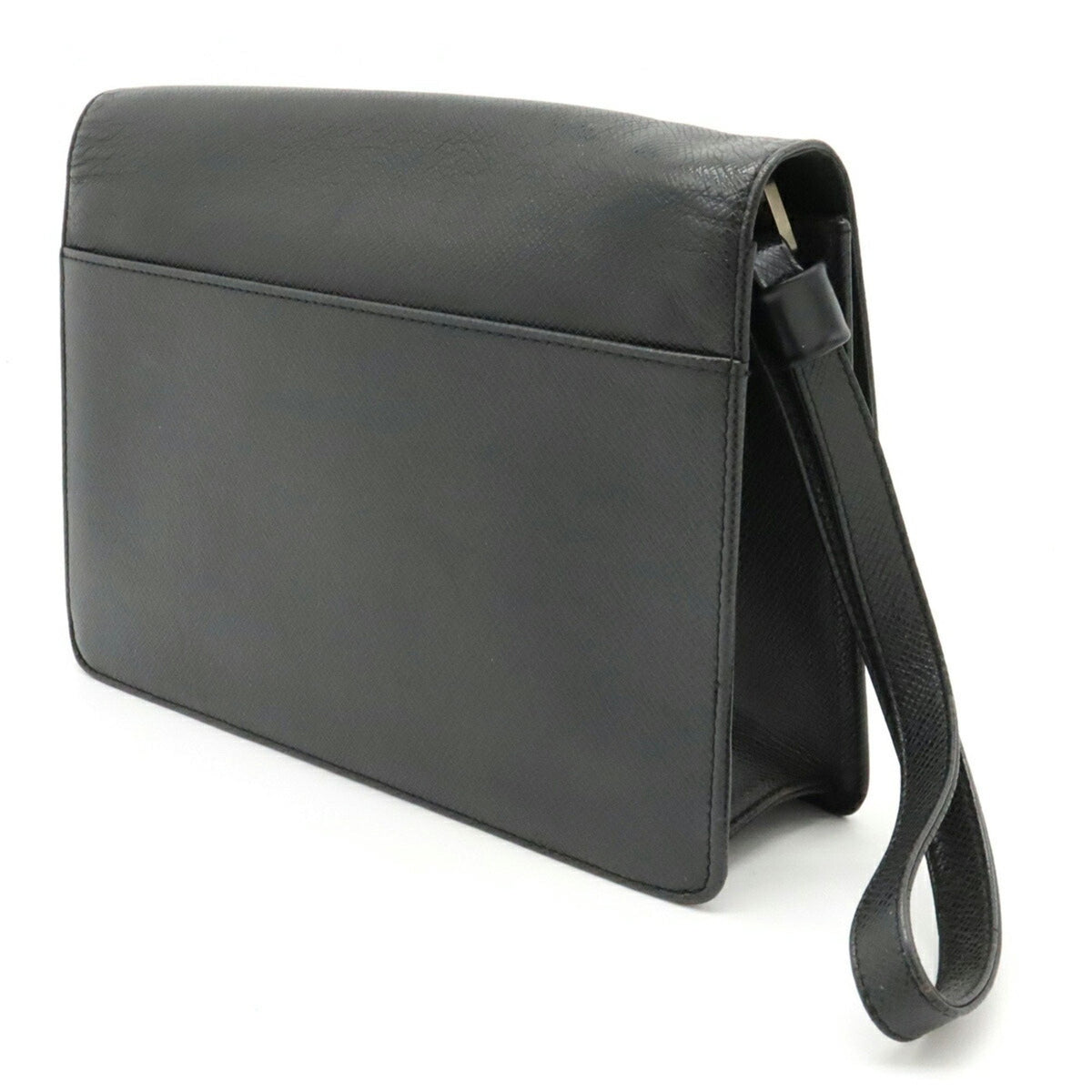 LOUIS VUITTON Taiga Selenga Second Bag Clutch Leather Ardoise Black M30782